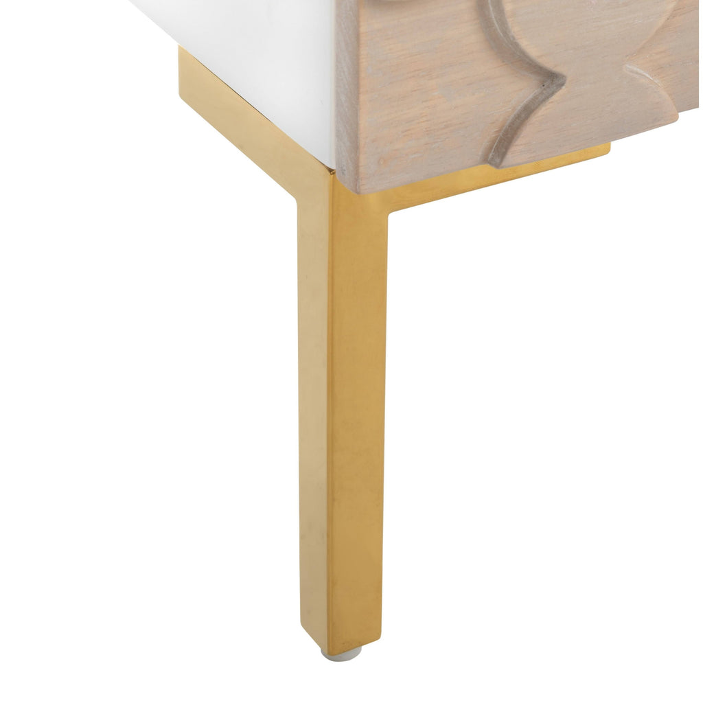 White/Gold 1 Drawer Side Table O807