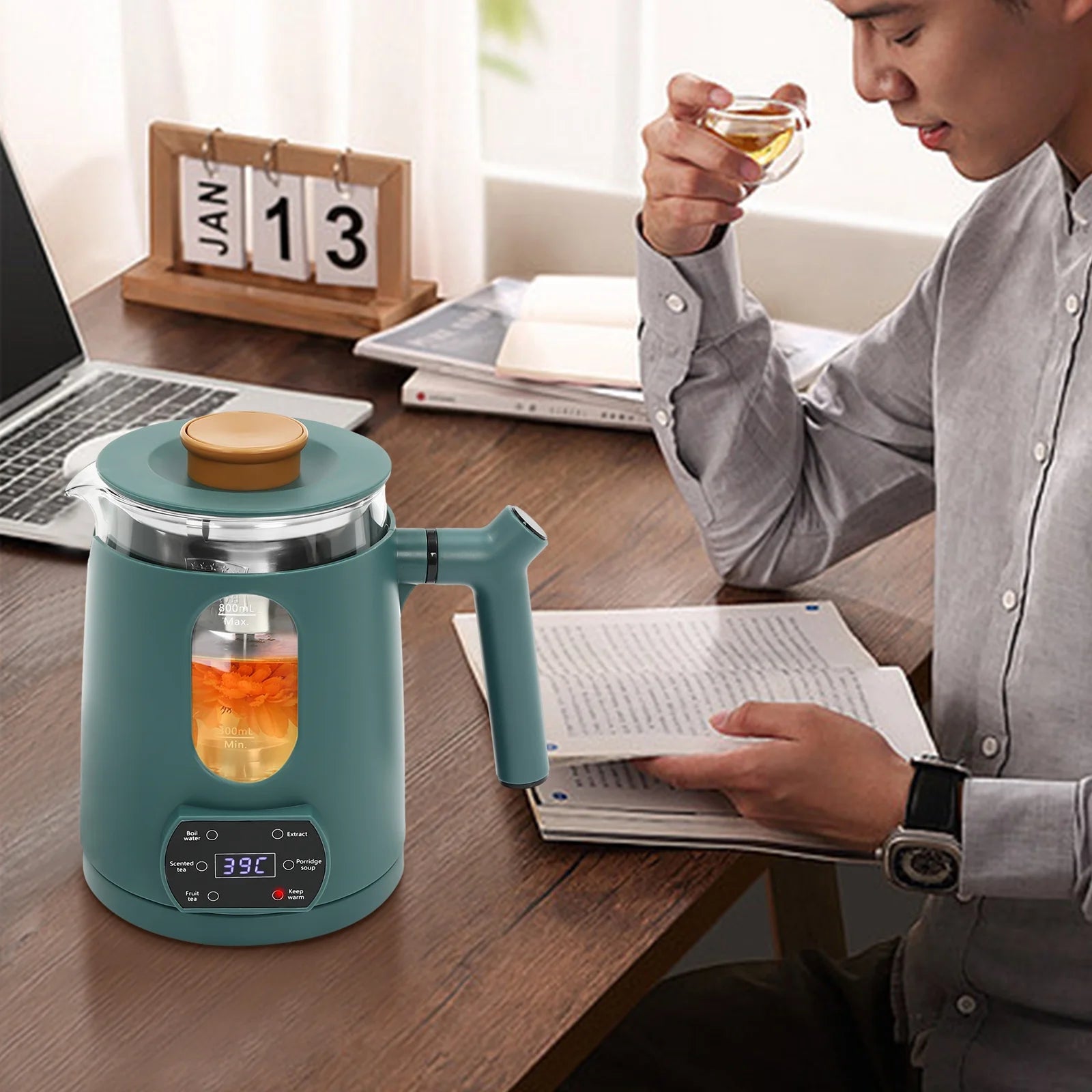 600W Electric Tea Kettle with Digital Display D67009