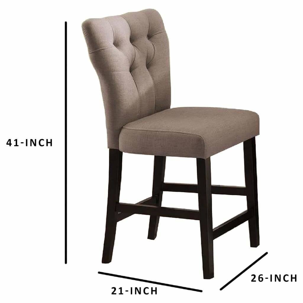 Light Brown Linen Counter Height Chair Set-2 X74475