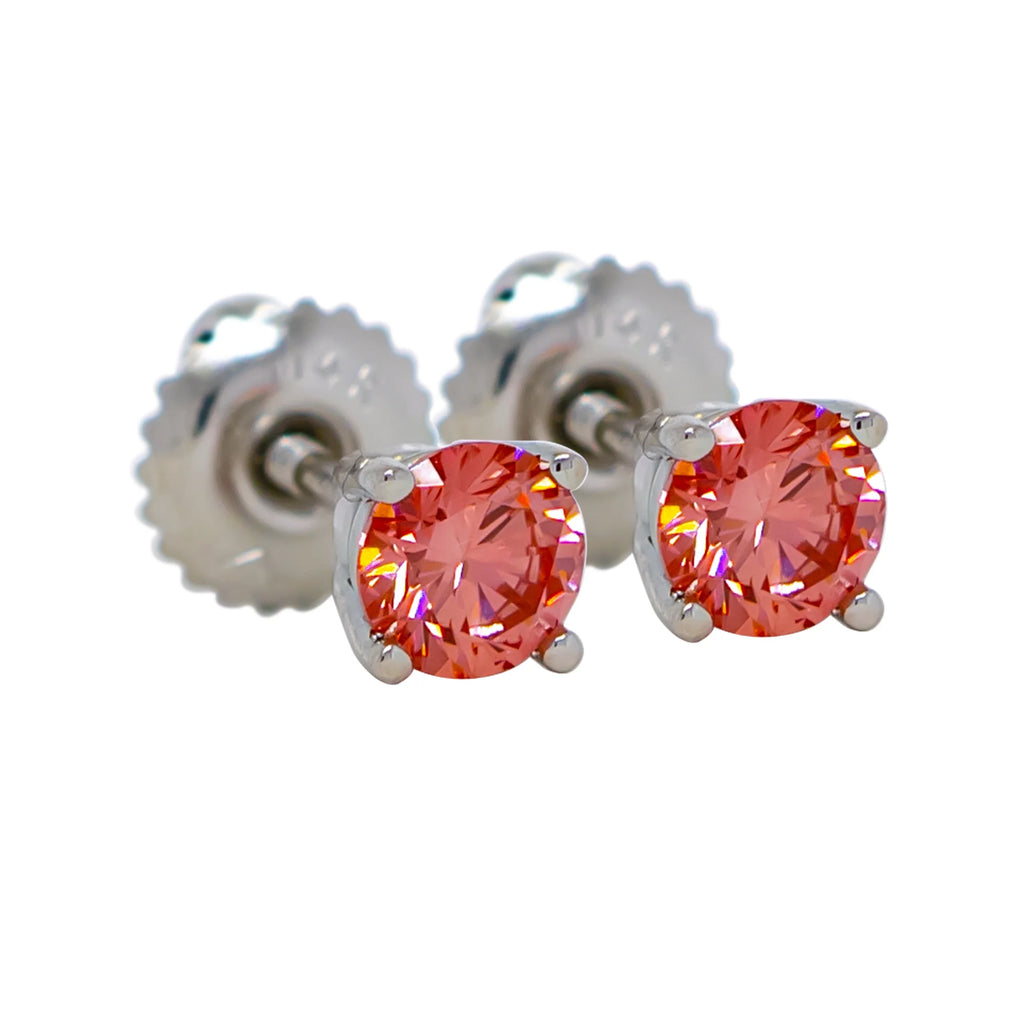0.75 Cttw Lab Grown Pink Diamond Stud Earrings 14k White Gold F7890