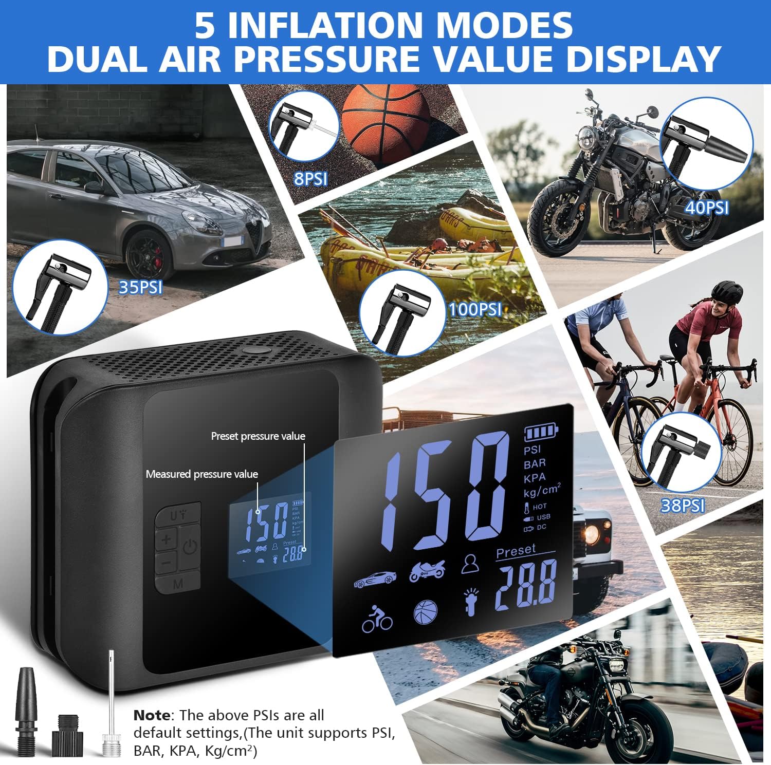 Tire Inflator Portable Air Compressor, 12v DC, 150PSI H425