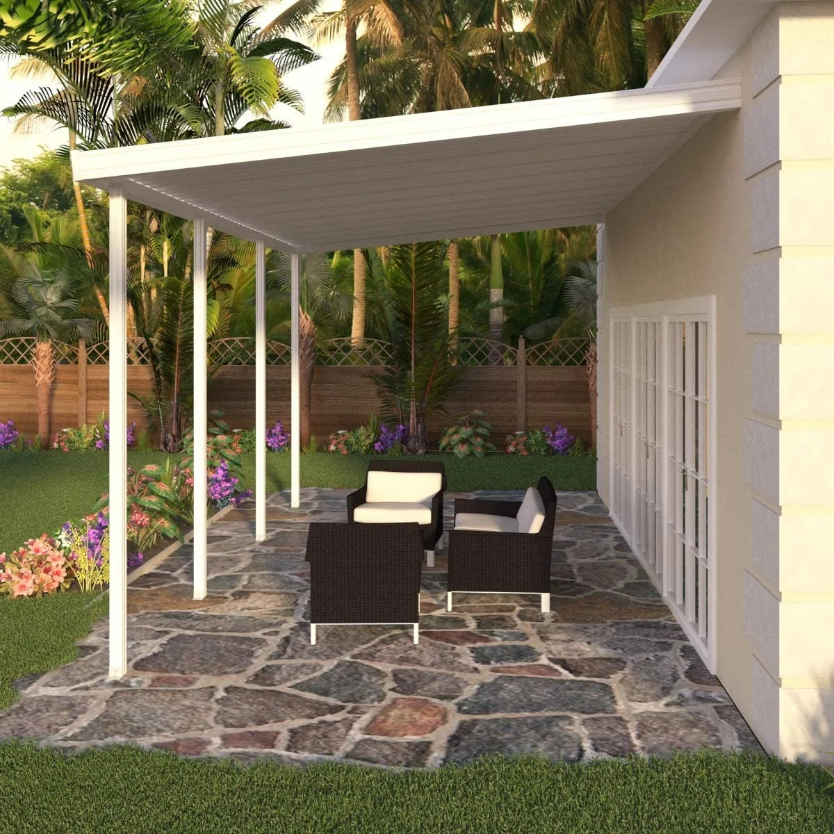 White Aluminum Patio Cover with 4 Posts O504
