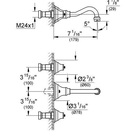 Brushed Nickel Wall Mount Bathroom Faucet G1956