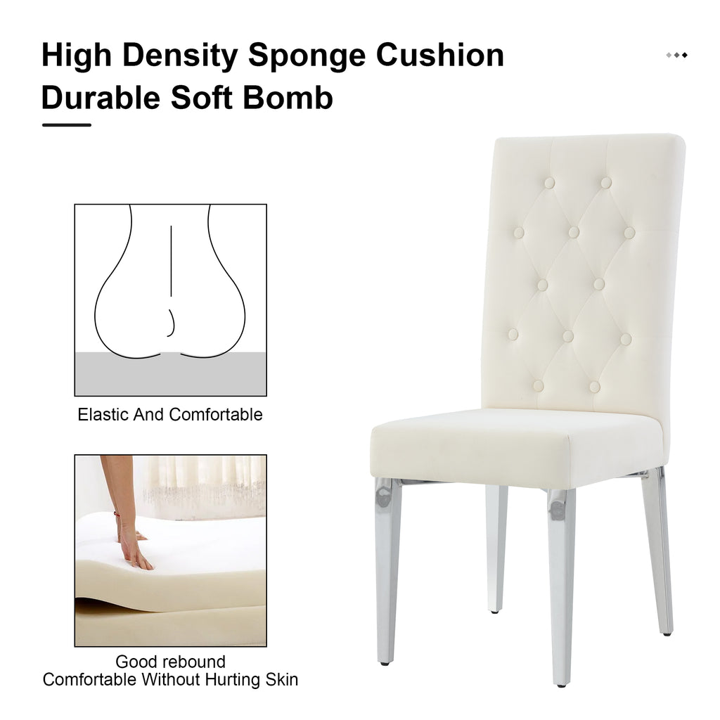 Beige Velvet Upholstered Dining Chairs Set of 2 Z98742