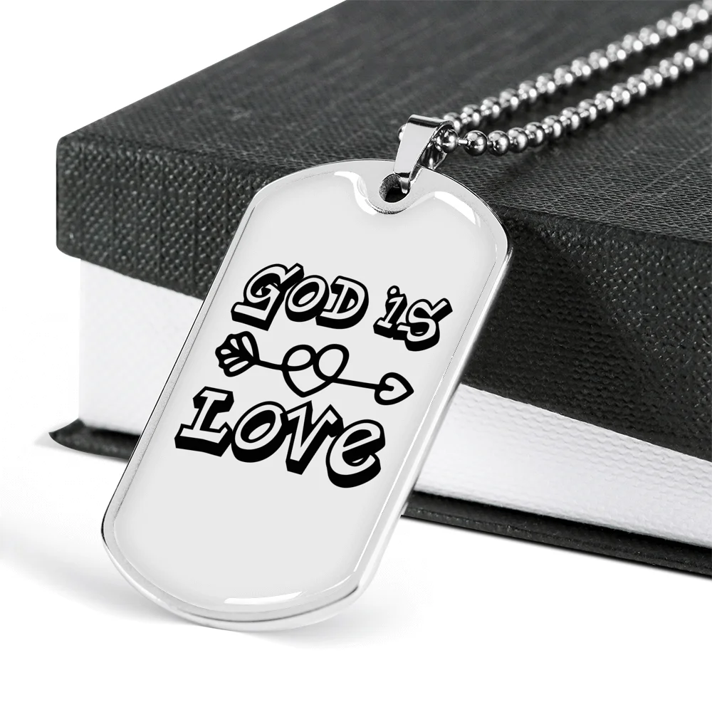 Stainless Steel or 18k Gold Dog Tag Necklace with 24" Chain U960