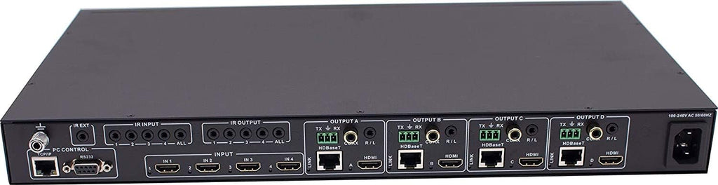 4x4 HDMI Extender Matrix with HDR Switcher & IR Control, RS-232, 4 Receivers Included A14938