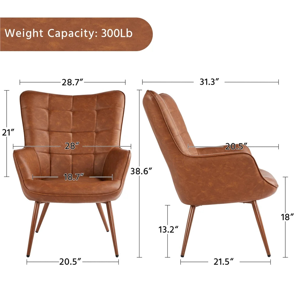 Brown Faux Leather Accent Chair S255865