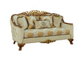 Brown & Gold Wood Trim Loveseat J2959