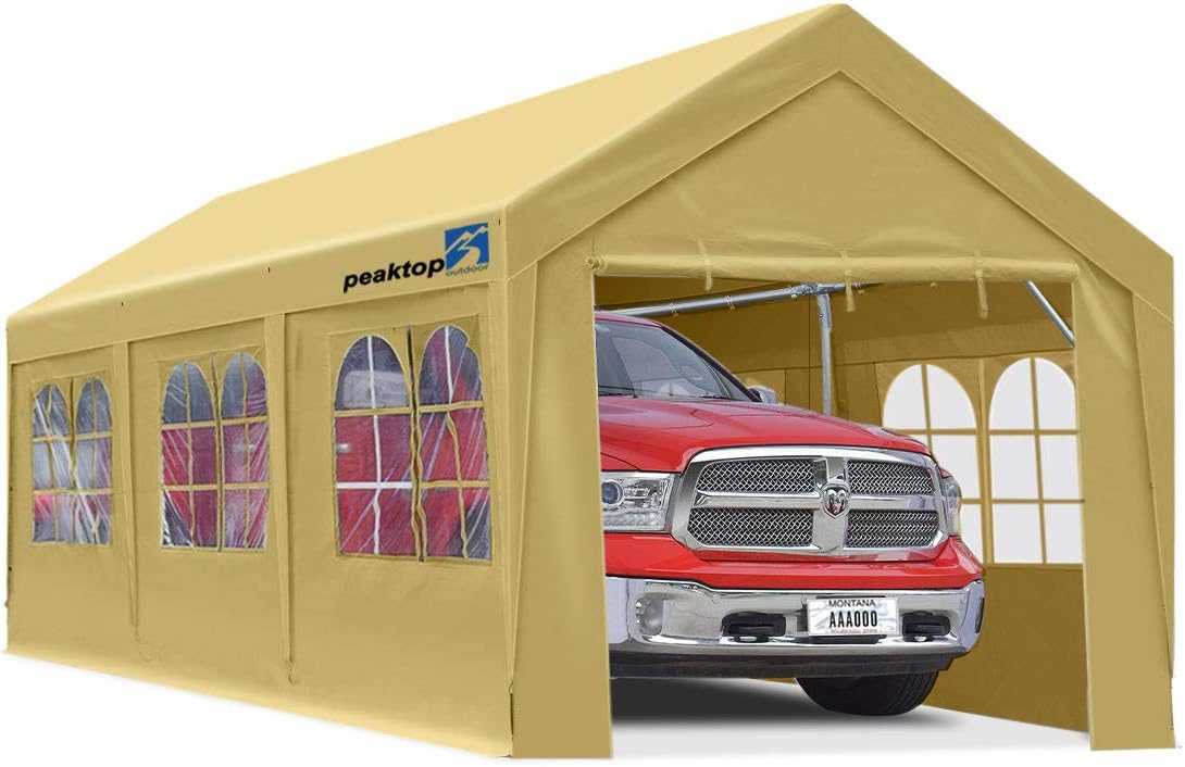10 x 20 ft Heavy Duty Carport Canopy with Removable Sidewalls L258472