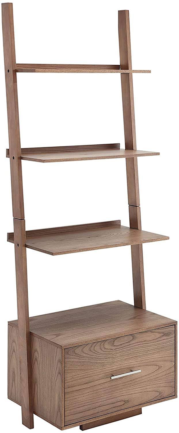 Ladder Bookcase with File Drawer, Driftwood C397