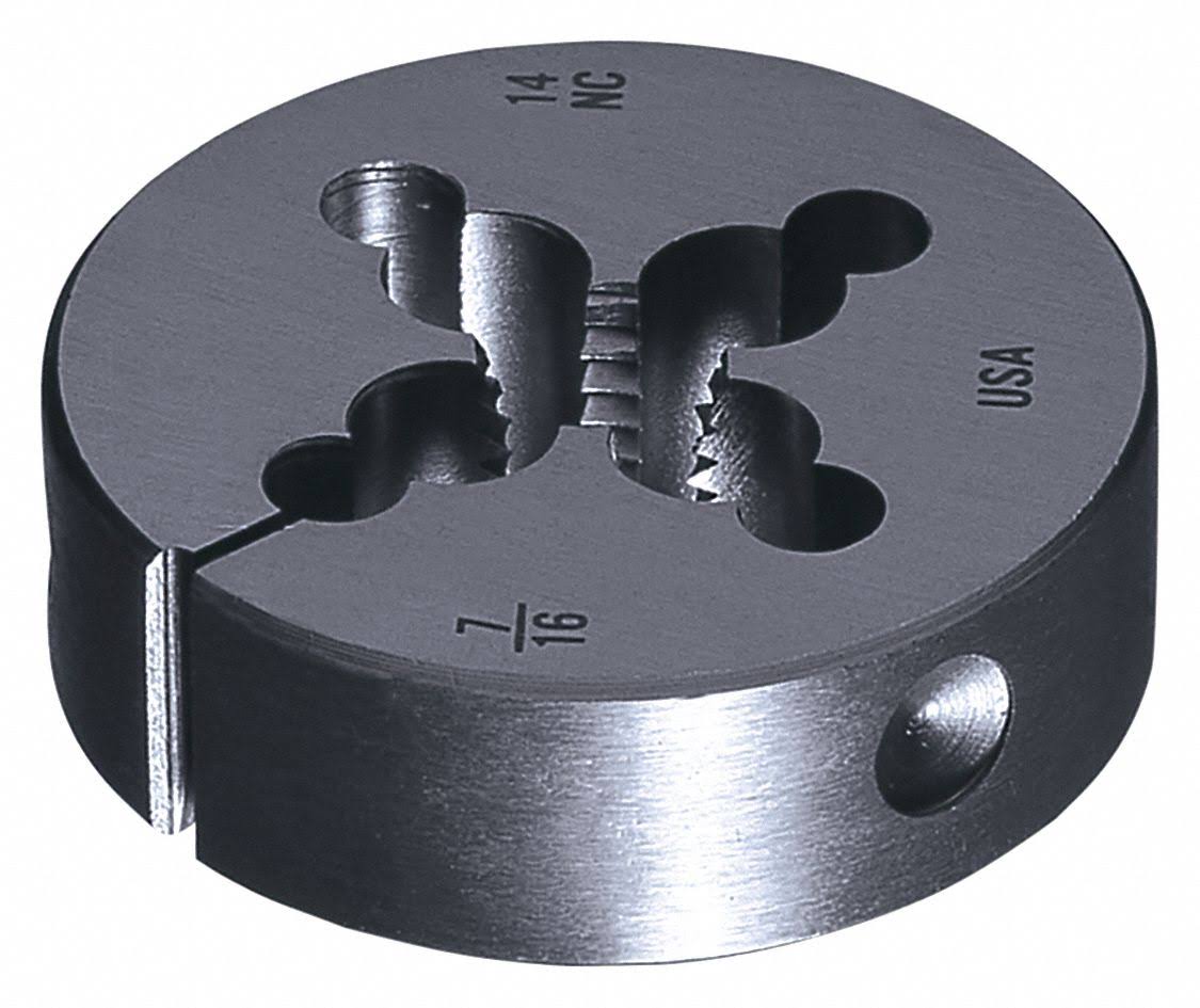3/8-24 UNF Round Adjustable Die, Right Hand Cut, Carbon Steel A29797