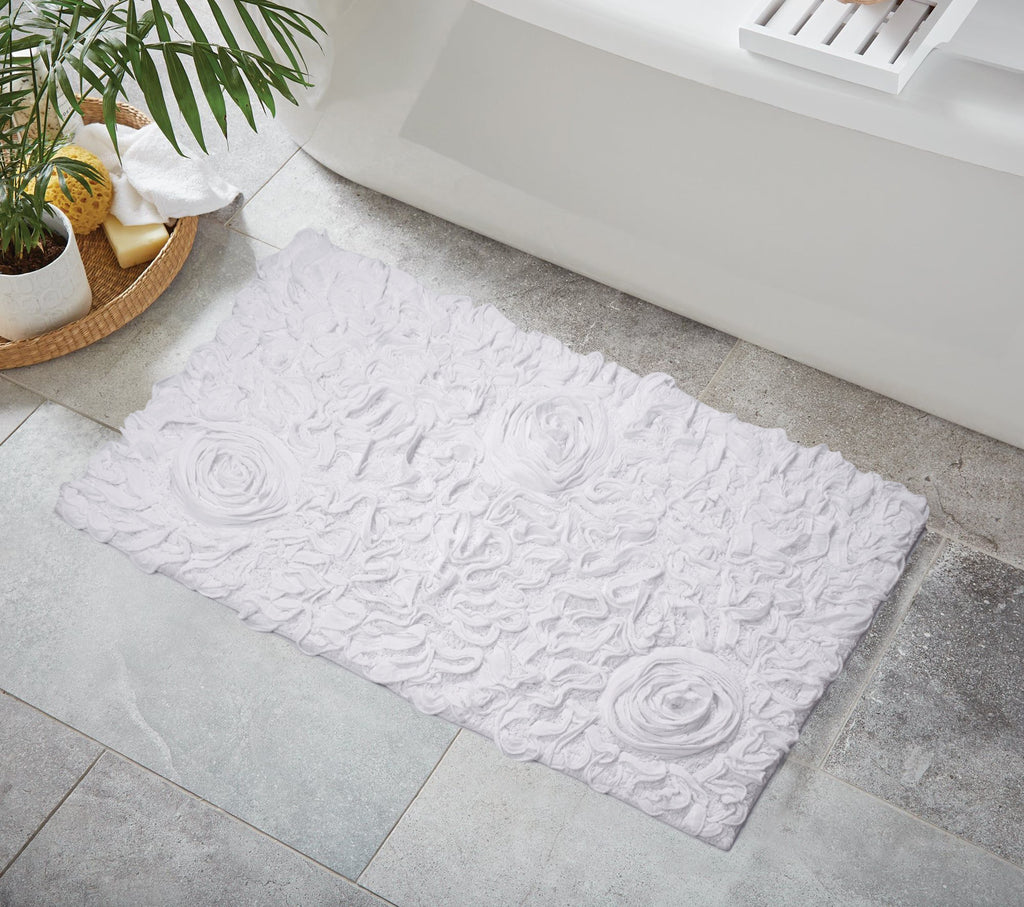 100% Cotton Tufted Bath Rugs, 24"x40" Rectangle, White C3573