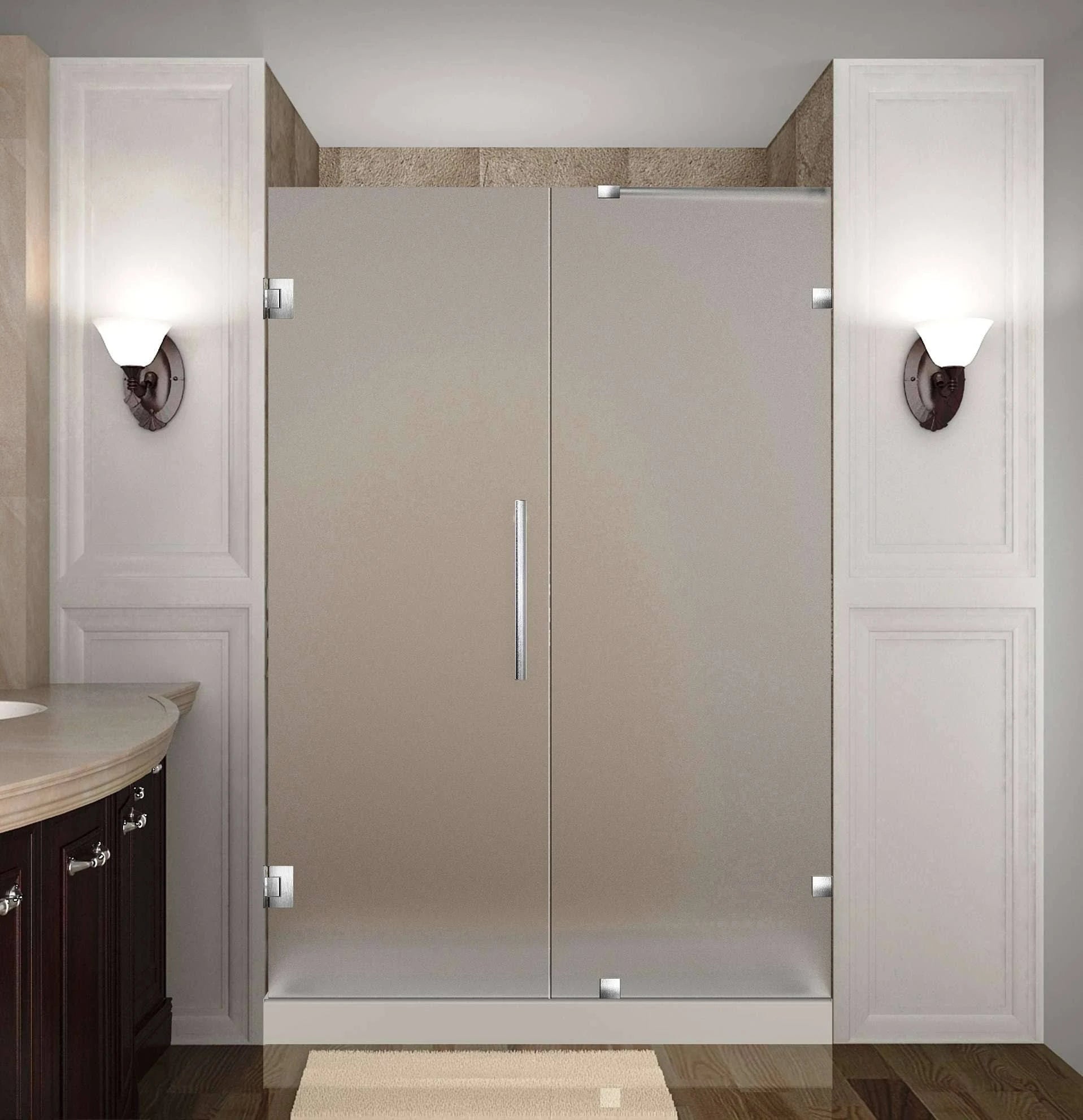 Frameless Hinged Shower Door with Stainless Steel L500212