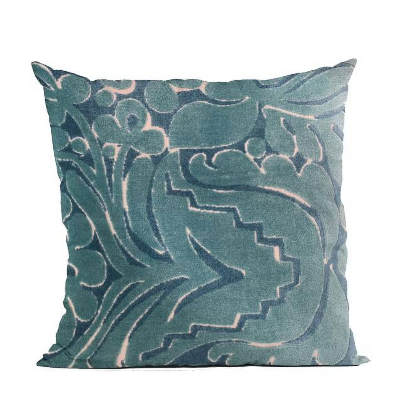 Blue Velvet Damask Throw Pillow - 16 x 16 in. K4882