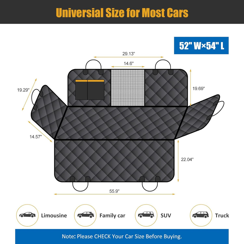 Waterproof Dog Car Seat Cover with Mesh Window and 2 Pockets, Pack of 2 J845719