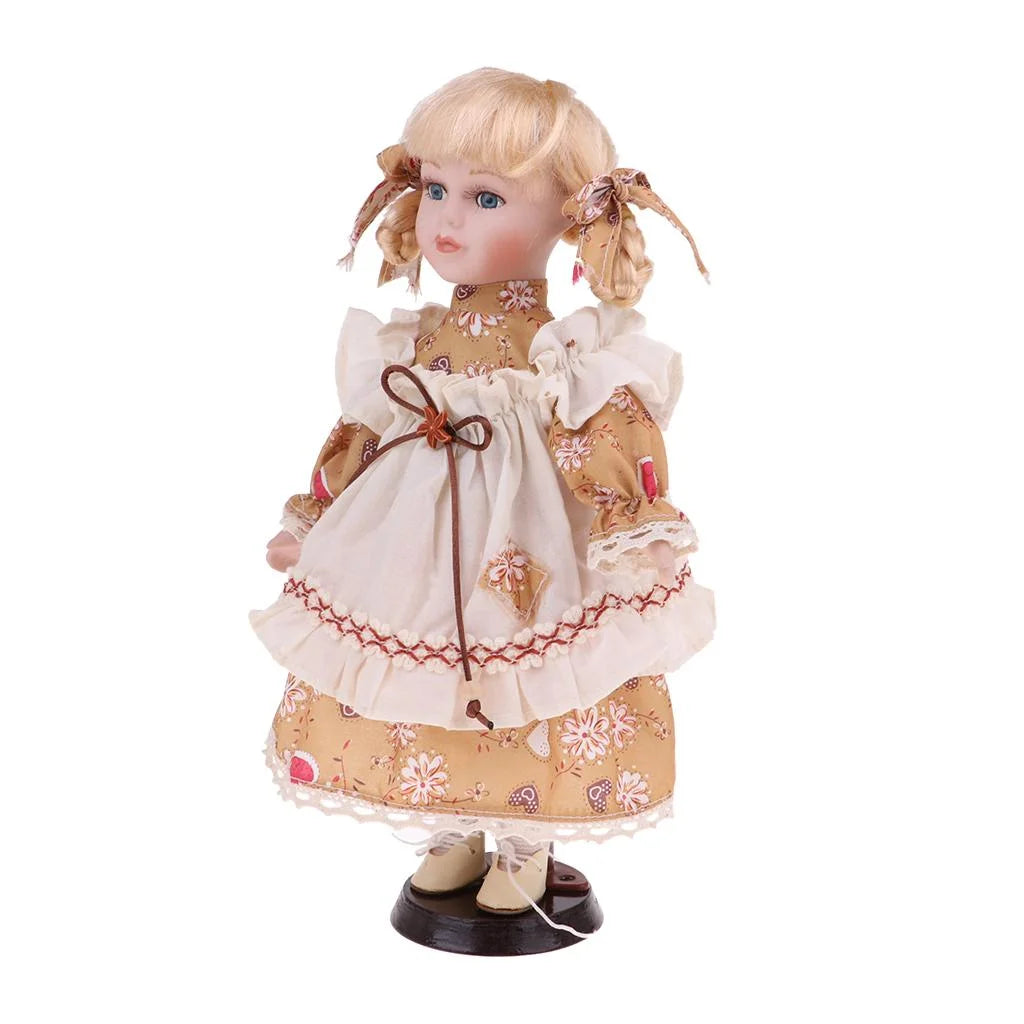 30cm Porcelain Girl Doll with Clothes Yellow J9666